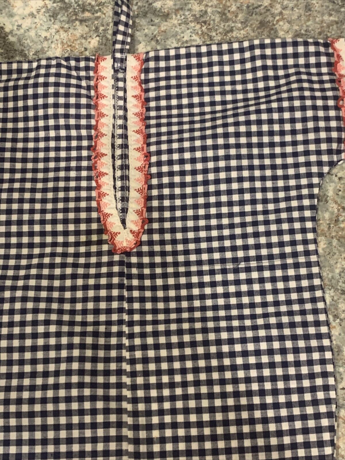 PEG BAG Clothes Pegs on HANGER Undies Stockings Navy White Gingham Handmade NEW