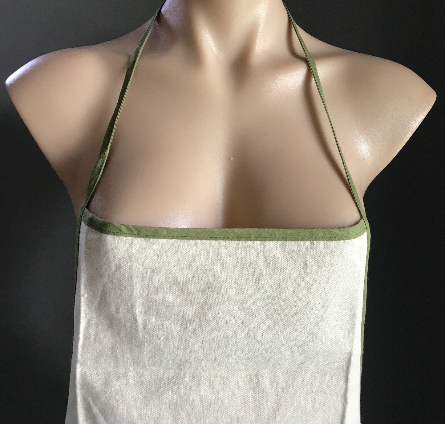 KEFALONIA Kitchen Apron Bib Greek Cotton Beige Khaki Black Olives NEW