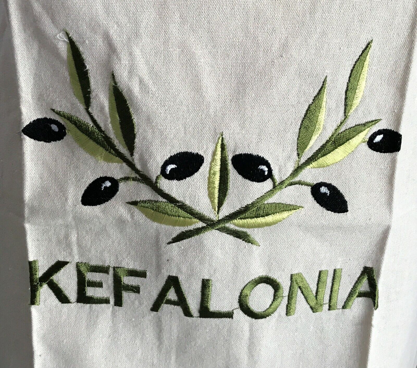 KEFALONIA Kitchen Apron Bib Greek Cotton Beige Khaki Black Olives NEW