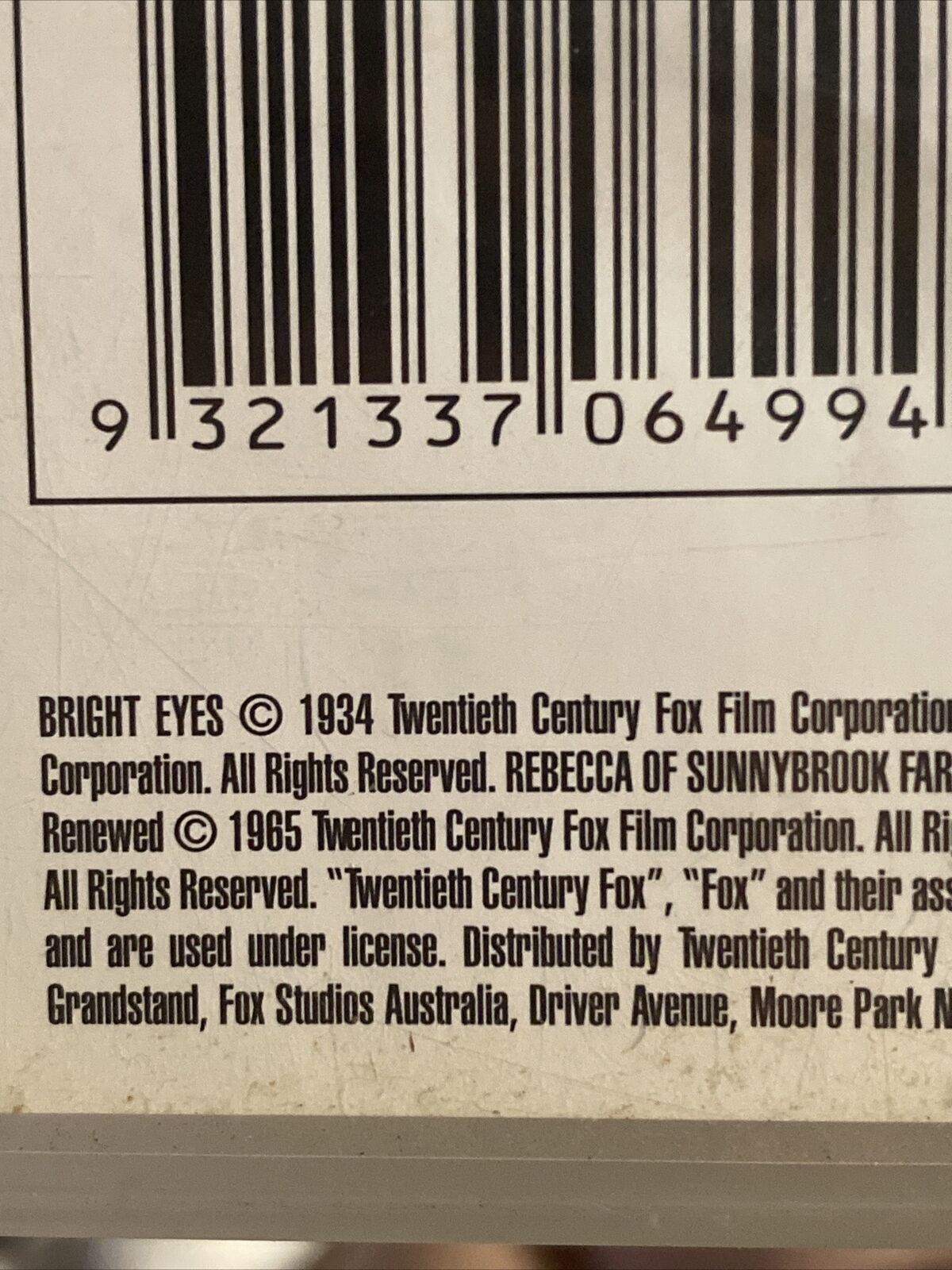DVD 1 Disc Rebecca of Sunnybrook Farm SHIRLEY TEMPLE 1938 | 2006 Movie