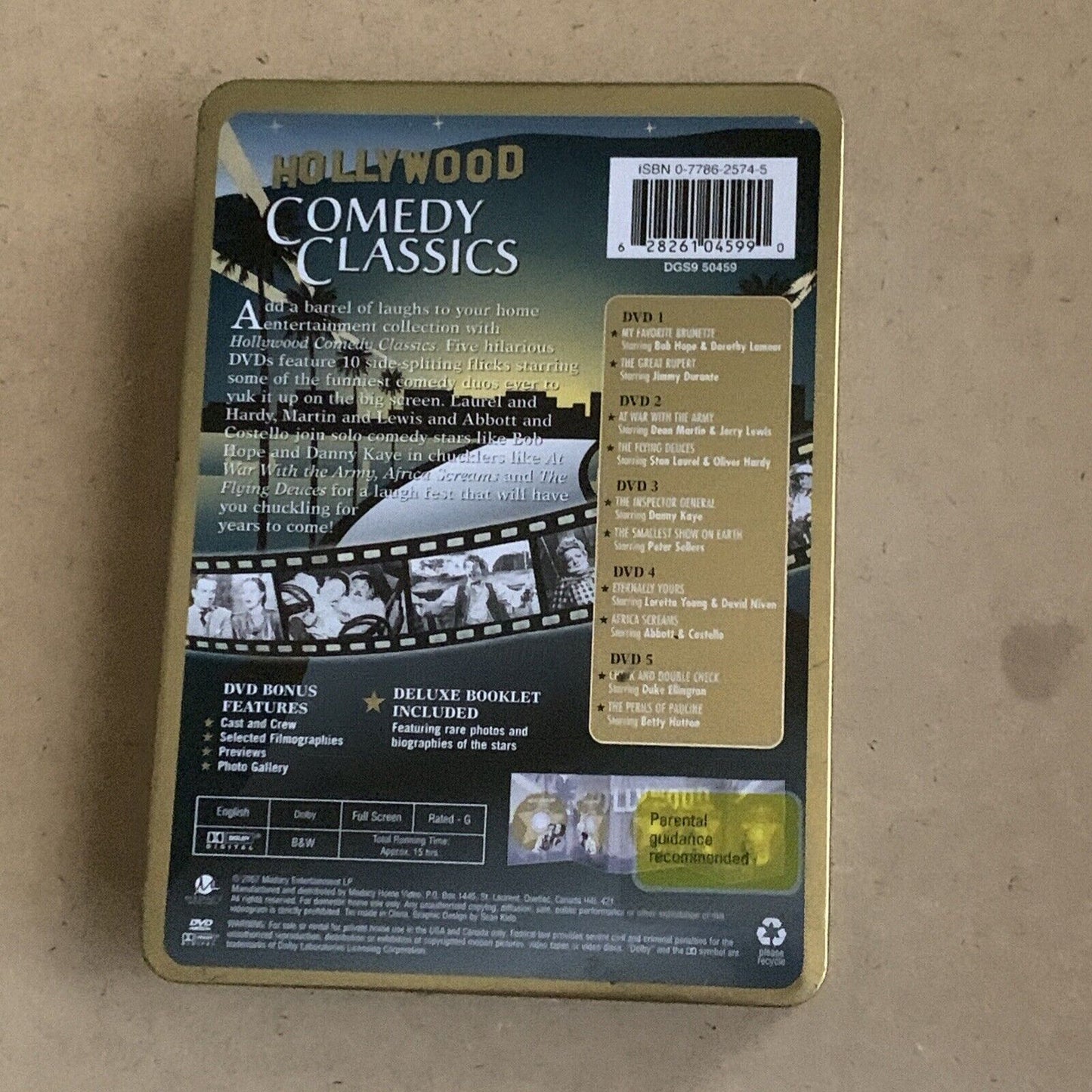 HOLLYWOOD COMEDY CLASSICS Collectors Edition 5 Disc DVD Metal Collectors Case