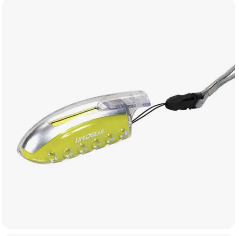 LIFE GEAR LG3945 Adventure Whistle Light 60 Lumens Grey Neon Strobe +Battery NEW