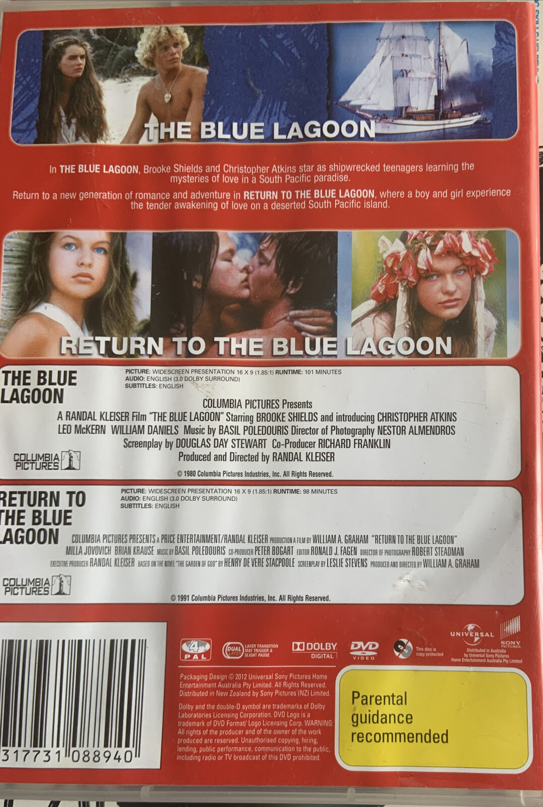 DVD The Blue Lagoon & Return To The Blue Lagoon 2 Movies on 1 Disc
