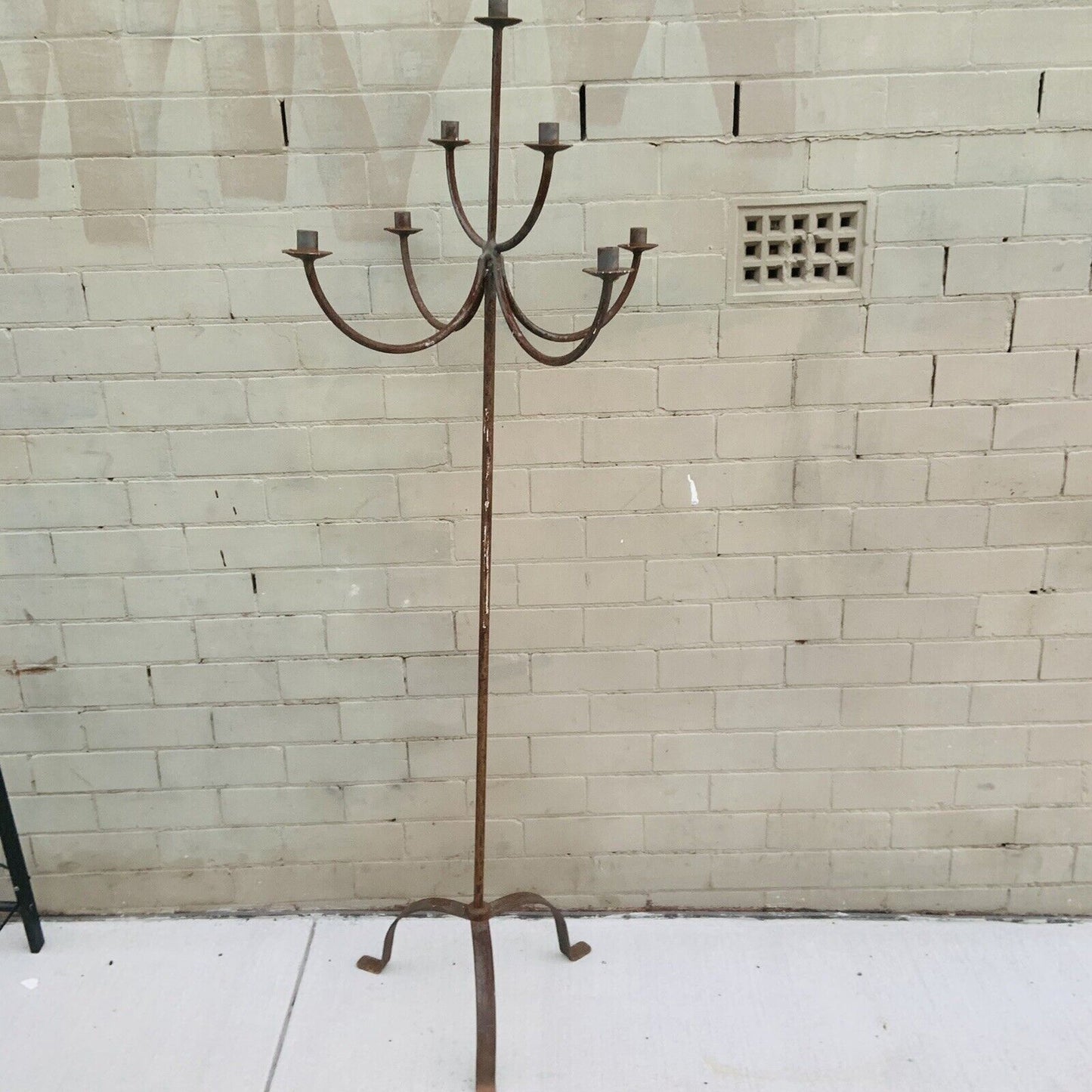 Rustic Vintage Wrought Iron Candelabra Gothic Hand Forged 150cm 7 candle holder