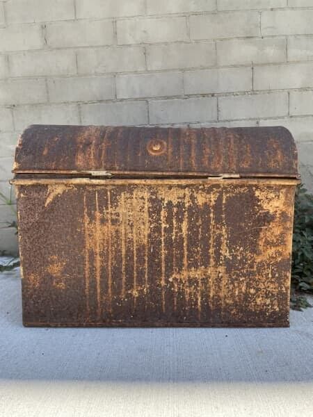 Metal Trunk Treasure Chest Rustic Vintage Steel Military Toolbox 84cm