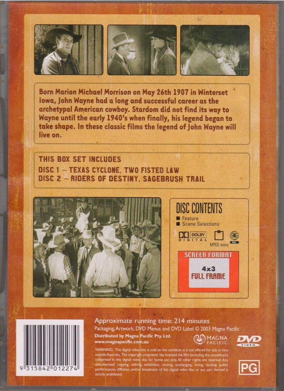 2 Disc DVD JOHN WAYNE Cowboy Collection 2 Movie 2004 Country & Western