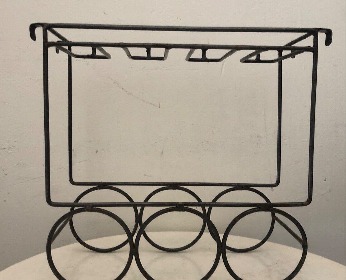 Wine Rack & Wine Glass Holder Rustic Wrought Iron Hanging Man cave Bar