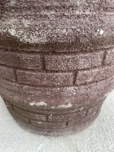 Pair CONCRETE POTS Garden Planter Brown Brick Pattern 28H | 35.5W Rustic Vintage