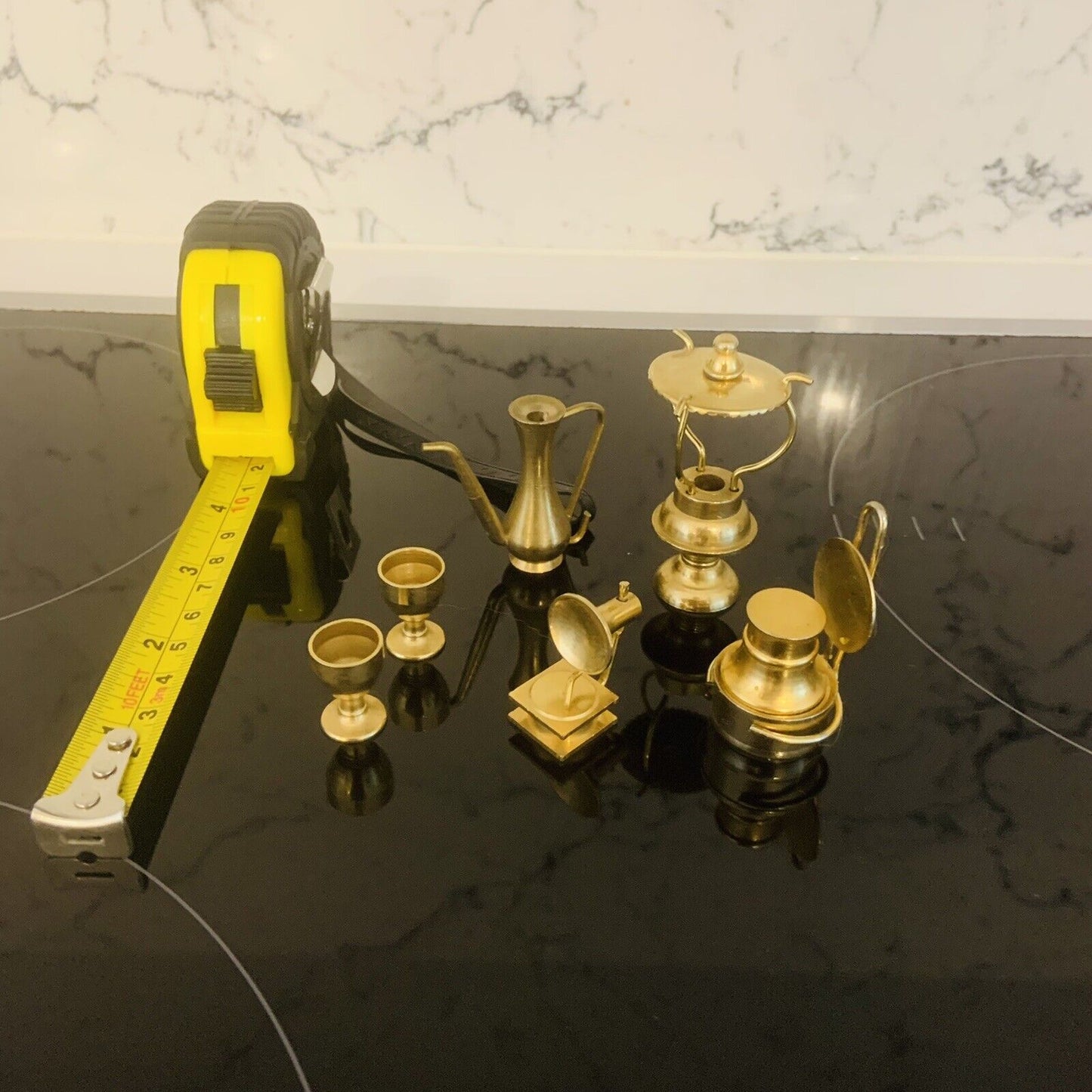 Vintage 13 Pieces Solid Brass Miniature Dolls House Furniture Accessories