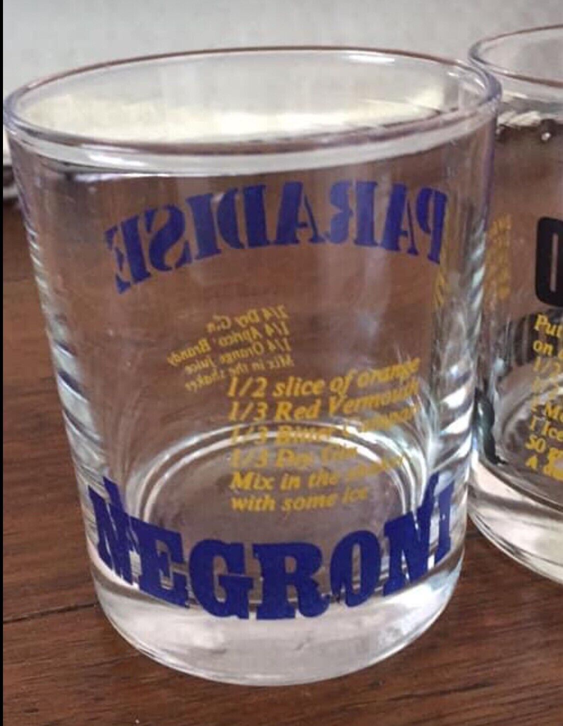 New 1980’s SET OF 4 BAR GLASSES 10 Classic Drinks Recipes on Drinking Glasses