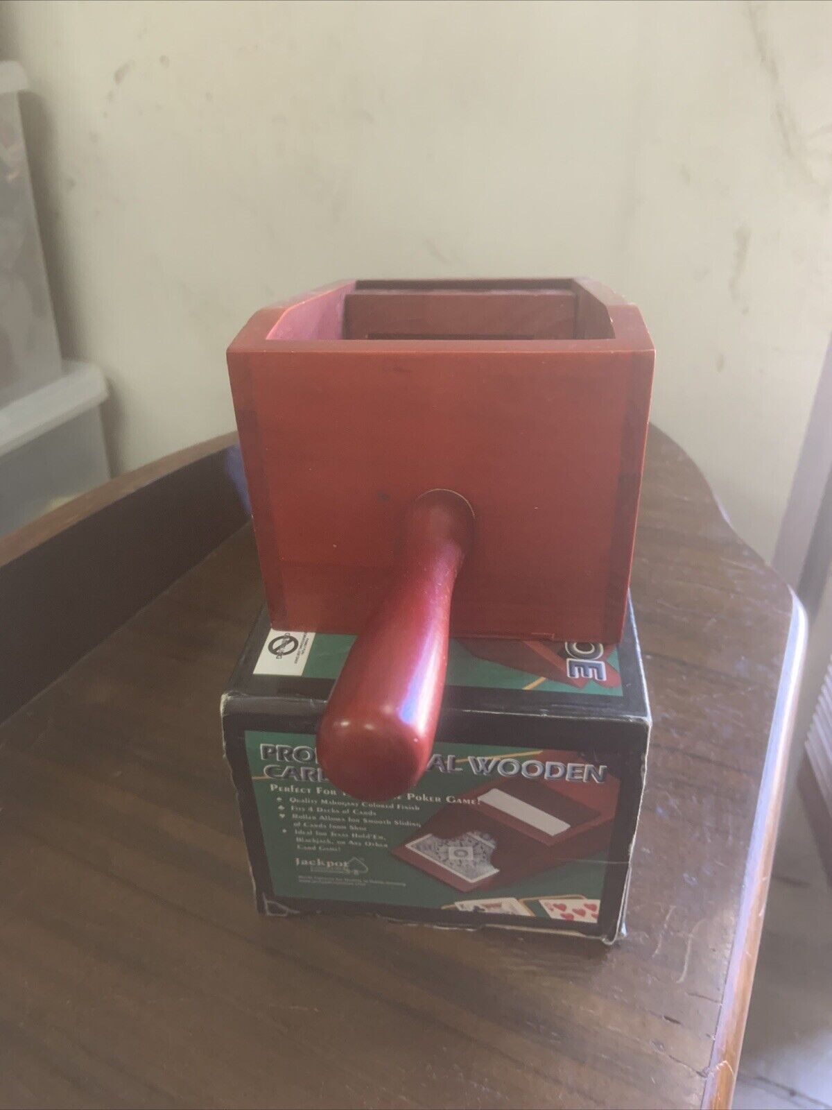 Vintage JACKPOT Playing Card Dealers Shoe MAHOGANY Wooden Weighted card feeder