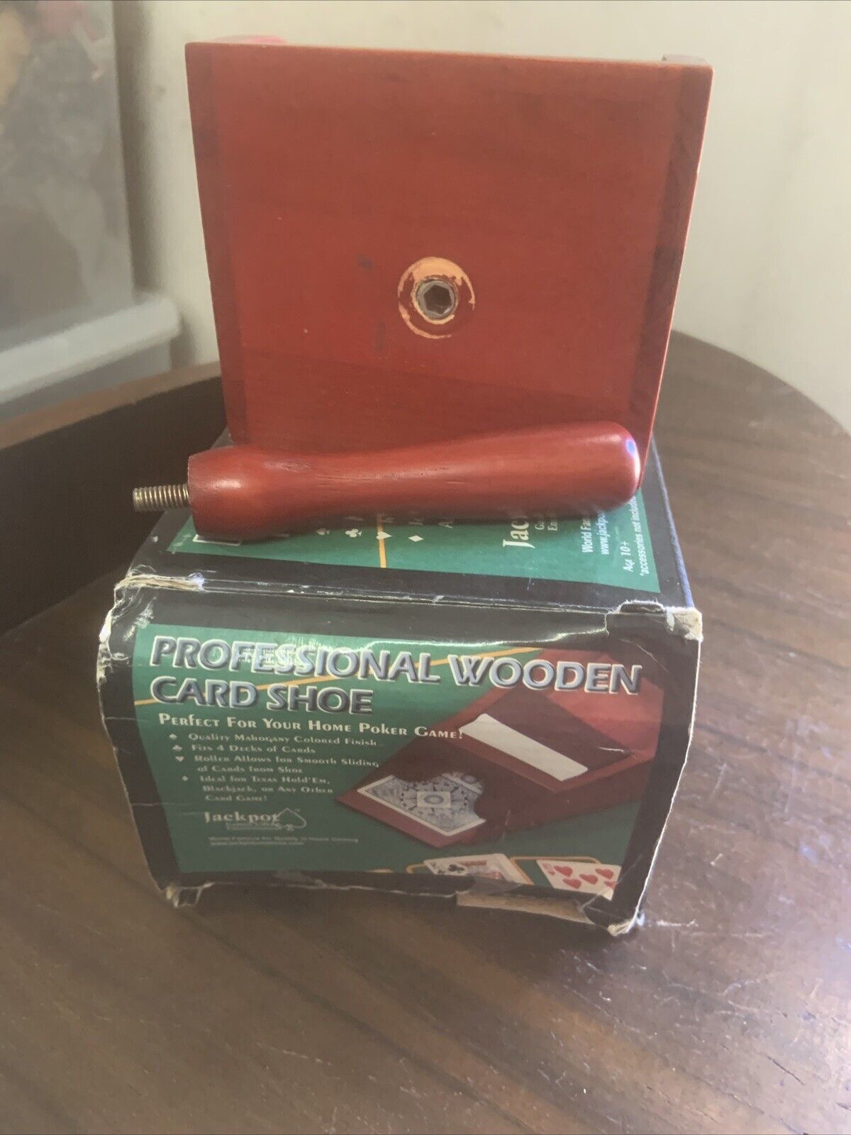Vintage JACKPOT Playing Card Dealers Shoe MAHOGANY Wooden Weighted card feeder