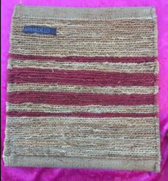4 x ARMADILLO HEMP Placemat Trivet 24cm Sq One Off Patterns Heavy Woven NEW