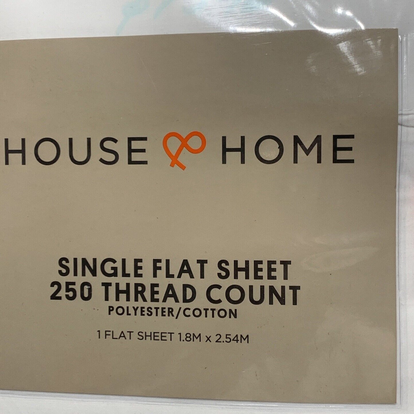 White SINGLE FLAT SHEET House & Home 250 Thread Count Poly Cotton Sealed NEW