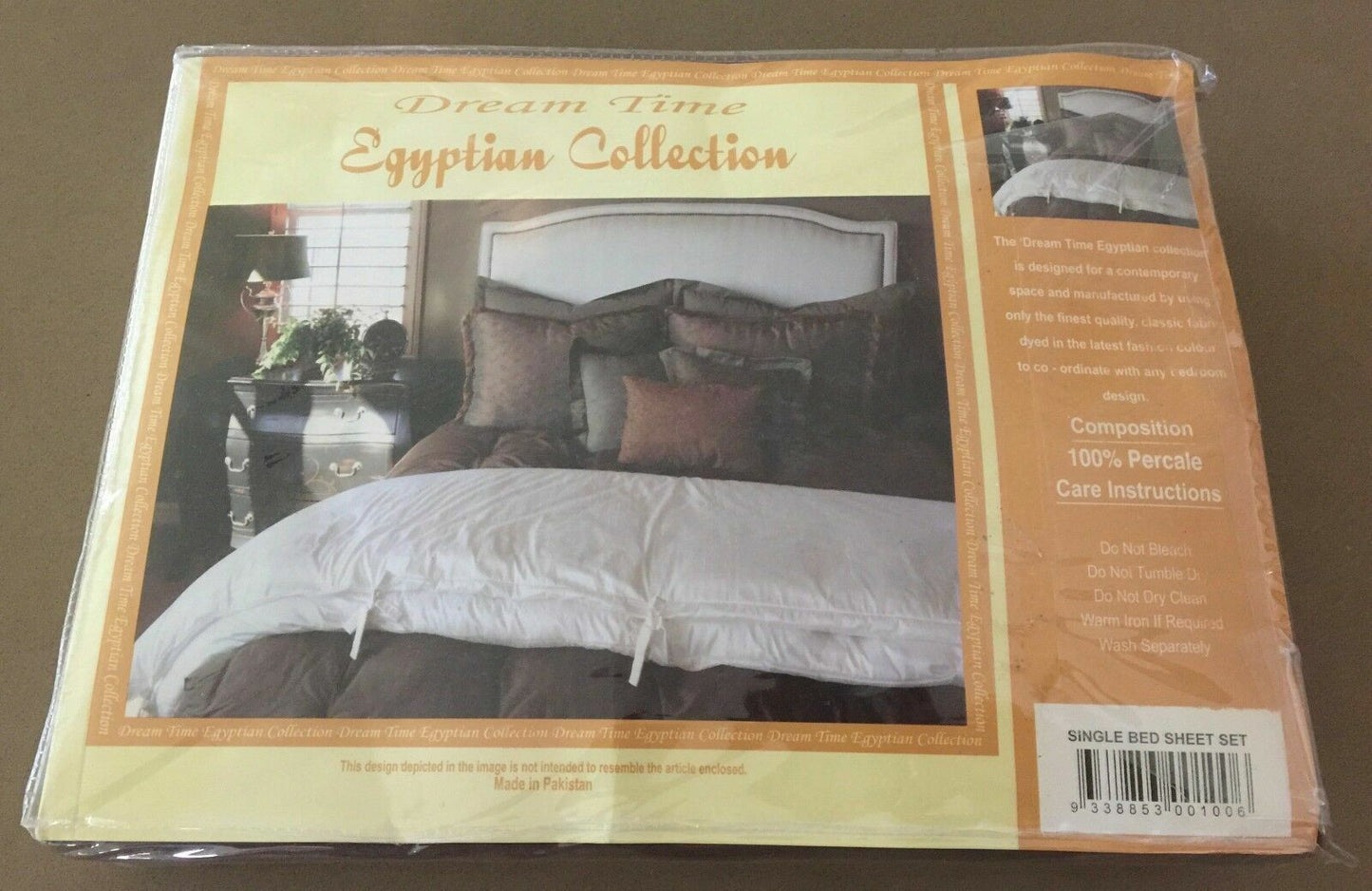 DREAM TIME EGYPTIAN COLLECTION Single Bed Sheet Set SB Brown 100% Percale NEW