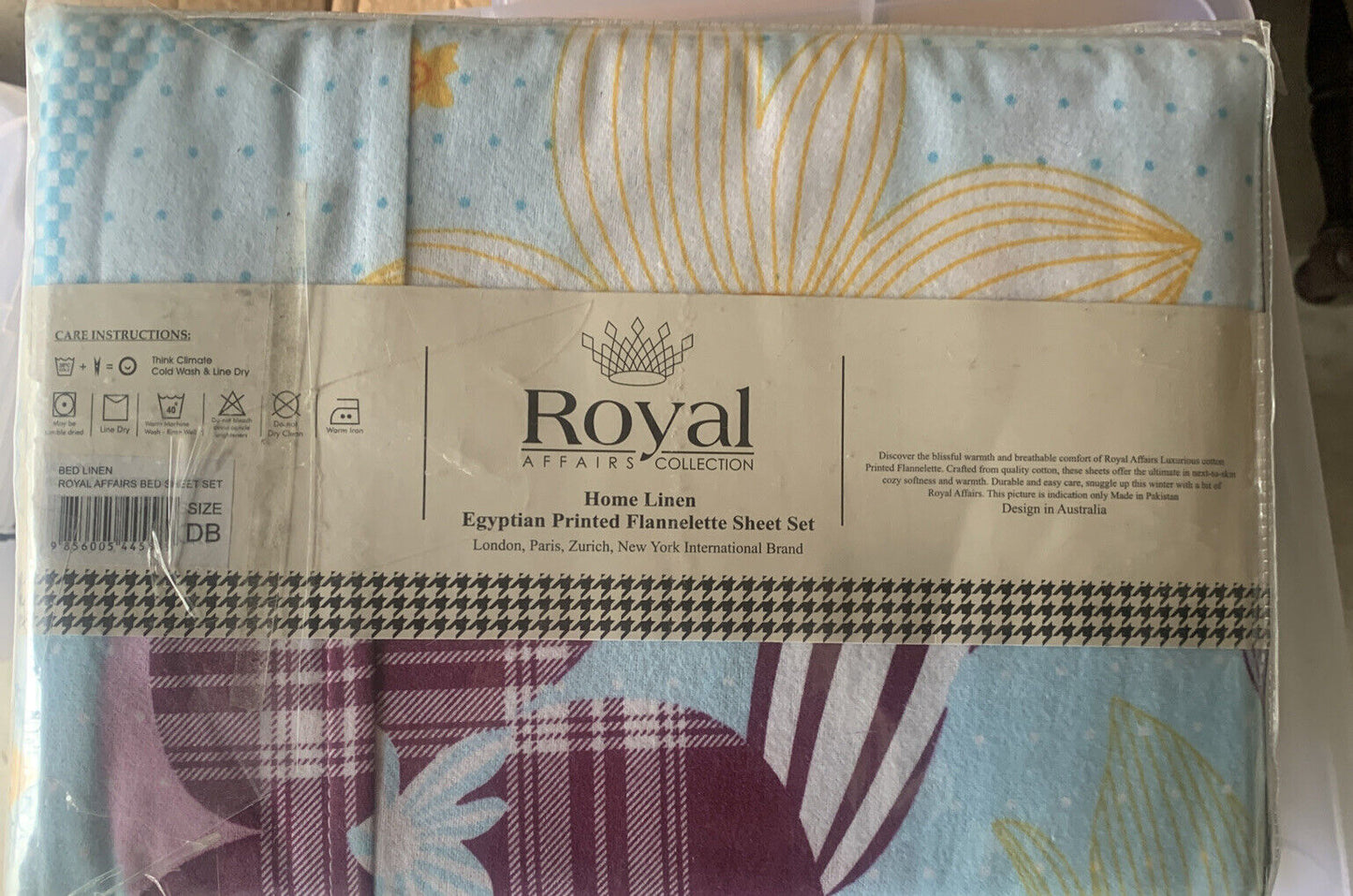 DB 4 Piece Sheet Set ROYAL AFFAIRS COLLECTION 100% Egyptian Cotton FLANNELETTE