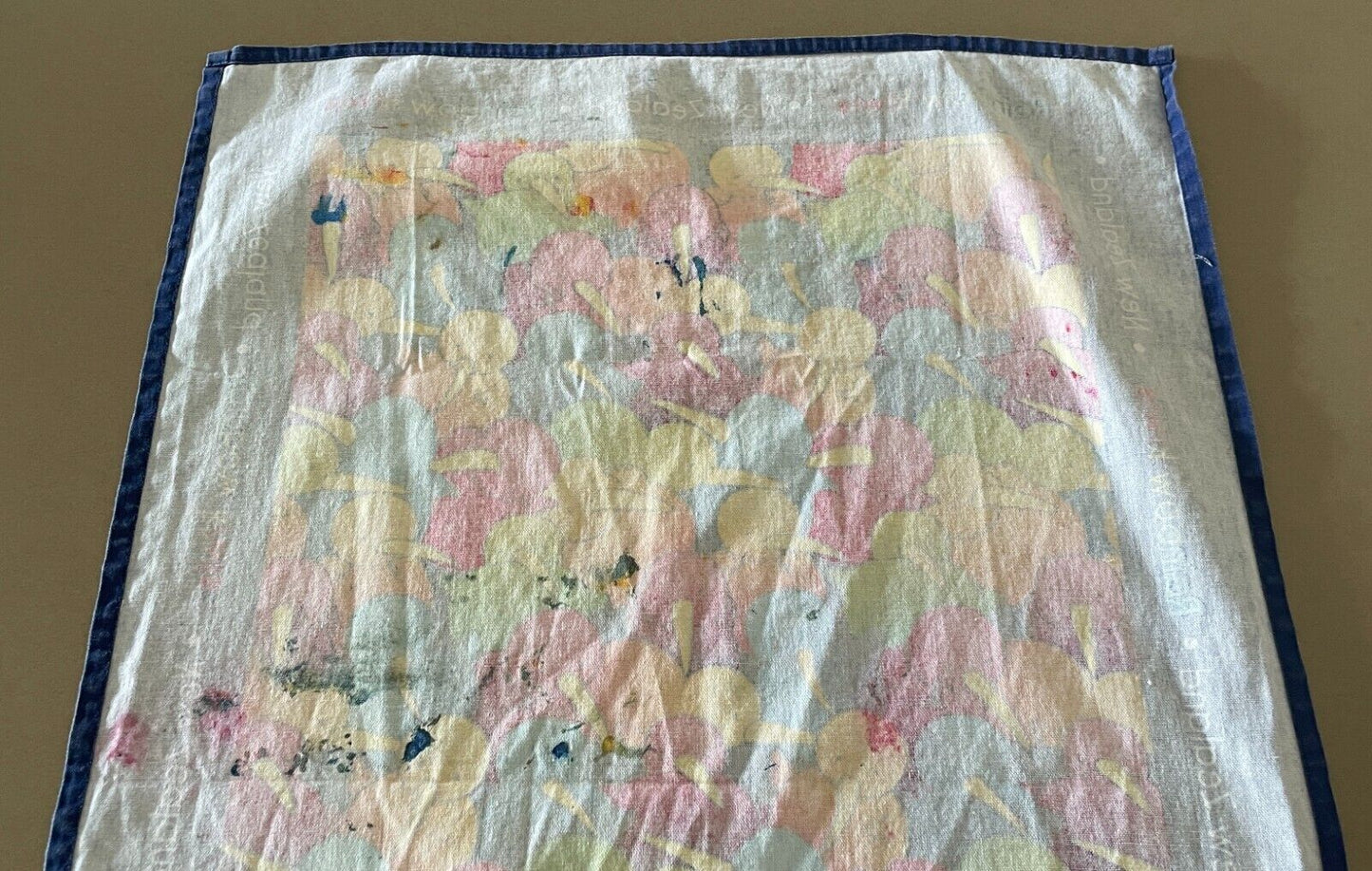 Tea Towel DEREK OF NEW ZEALAND Rainbow Kiwi Multicolour Souvenir Cotton