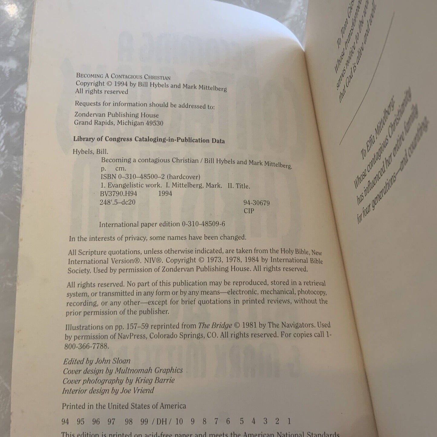 PB Book BECOMING A CONTAGIOUS CHRISTIAN Bill Hybels Mark Mittelberg 1994