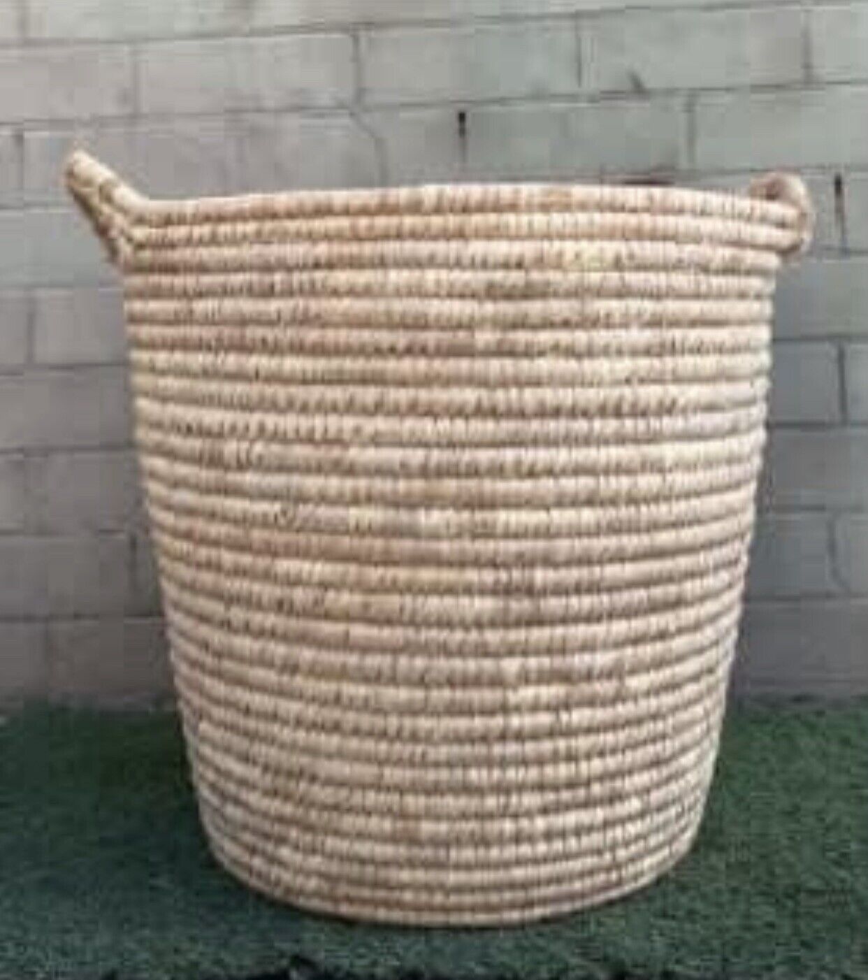 Hyacinth Basket Round 52cm Heavy Natural Rattan 48.5cm Planter Toys Hamper AE285