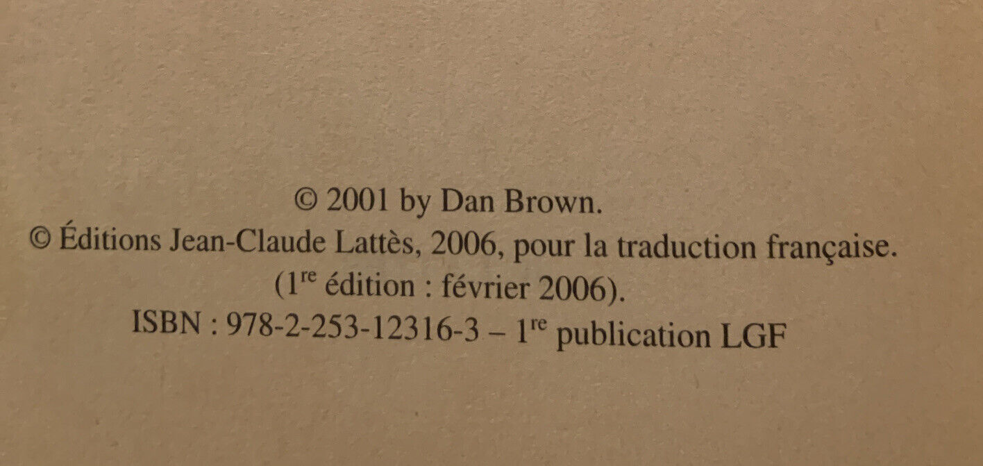 Fiction PB IN FRENCH Language DECEPTION POINT by Dan Brown 2006 Novel Thriller