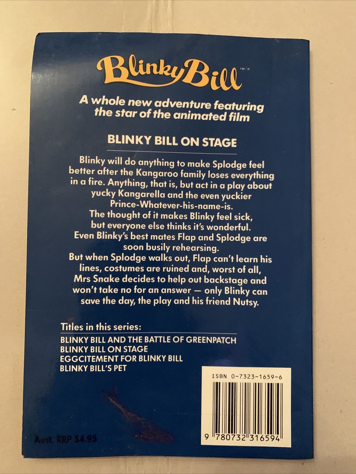 PB Book BLINKY BILL ON STAGE - Sally Odgers 1992 Australian Vintage