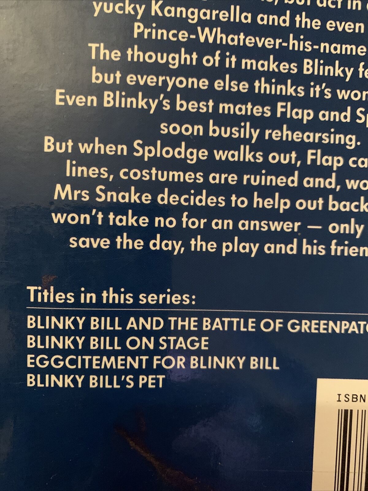 PB Book BLINKY BILL ON STAGE - Sally Odgers 1992 Australian Vintage