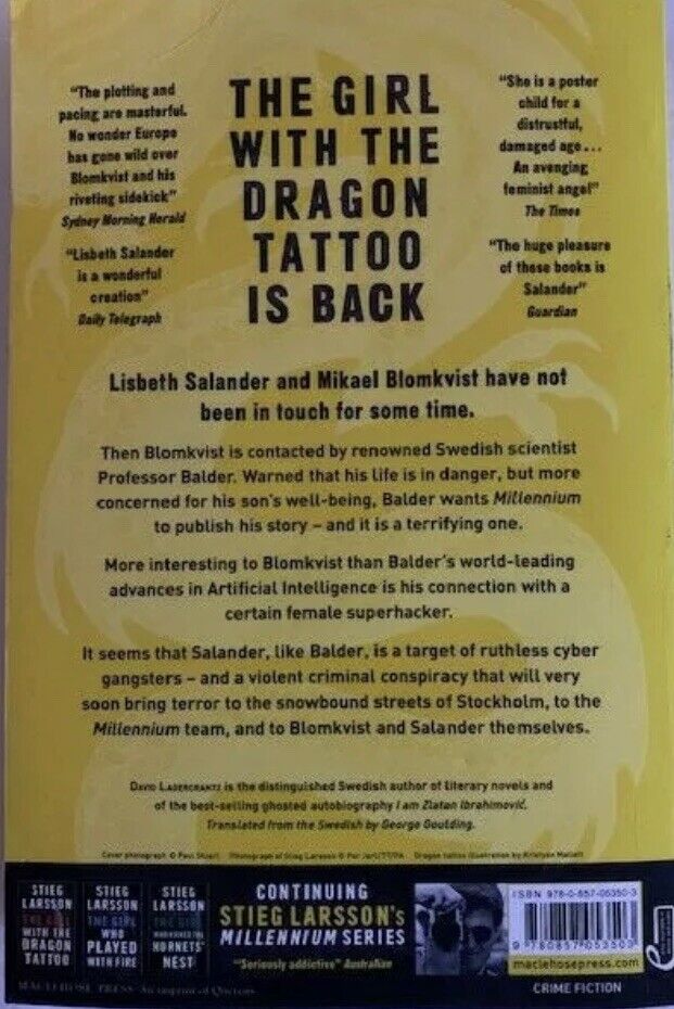 PB Book THE GIRL IN THE SPIDERS WEB David Lagercrantz Dragon Tattoo NEW