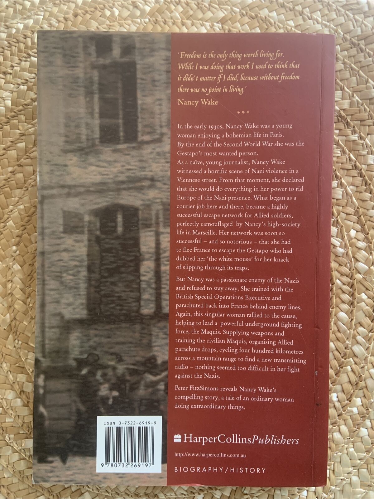PB Book NANCY WAKE Biography by Peter FitzSimons 2001 Memoir True Story