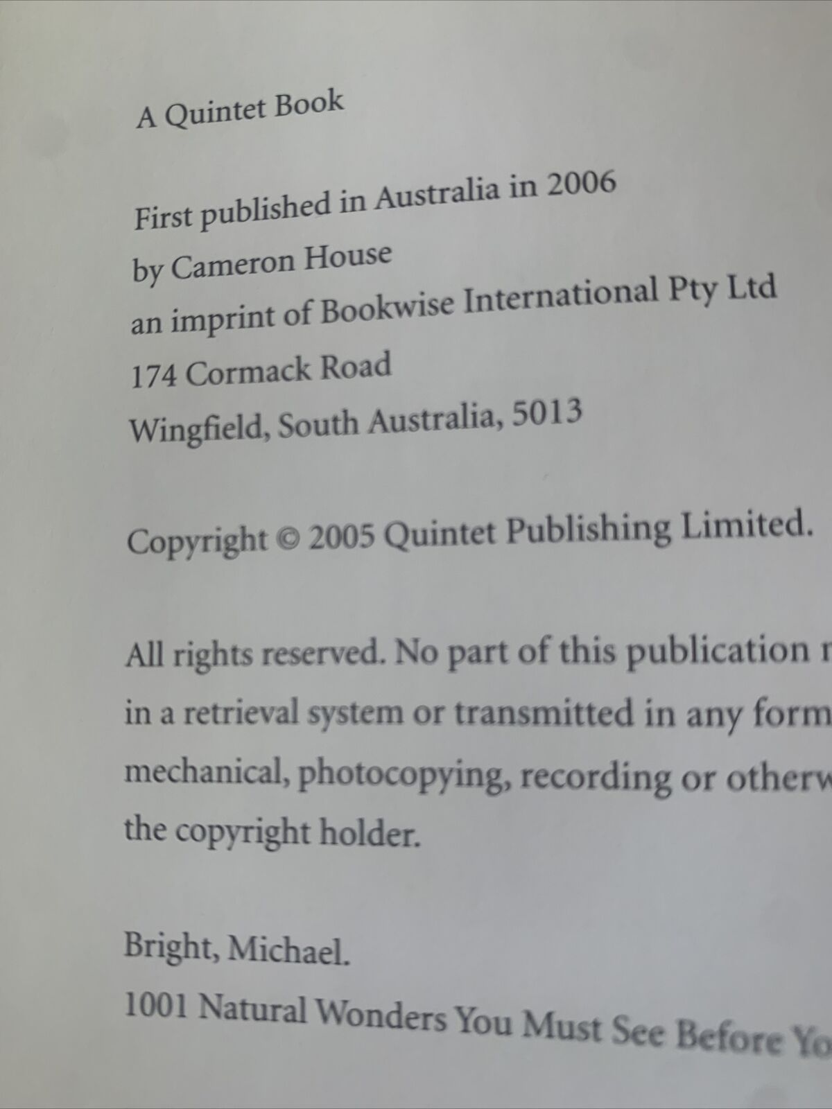 PB Book 1001 Natural Wonders You Must See Before You Die Michael Bright 960 Page