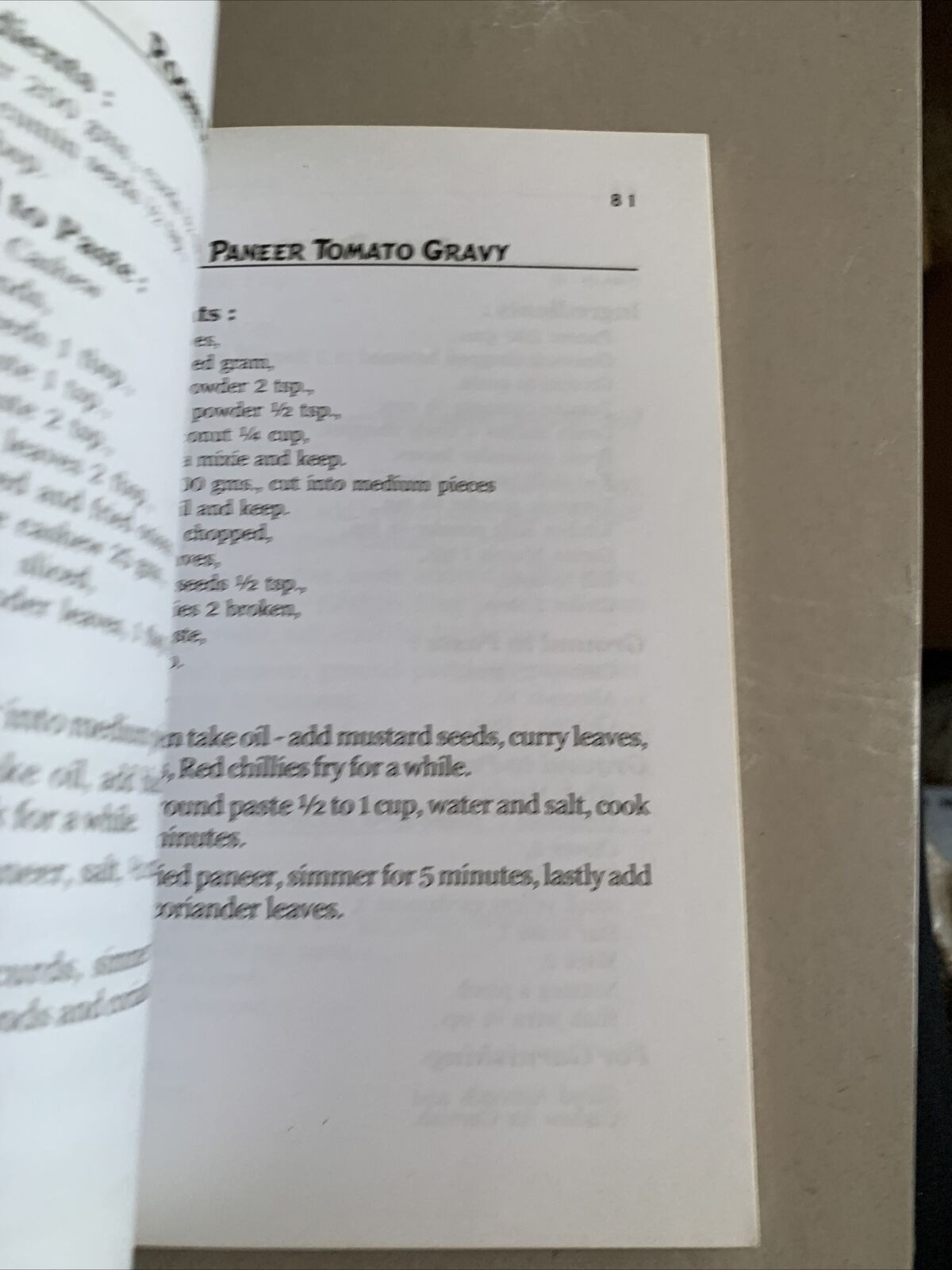 Cookbook PANEER KA KHAZANA Vijayalakshmi Reddy Vegetarian Indian 2001 Recipes