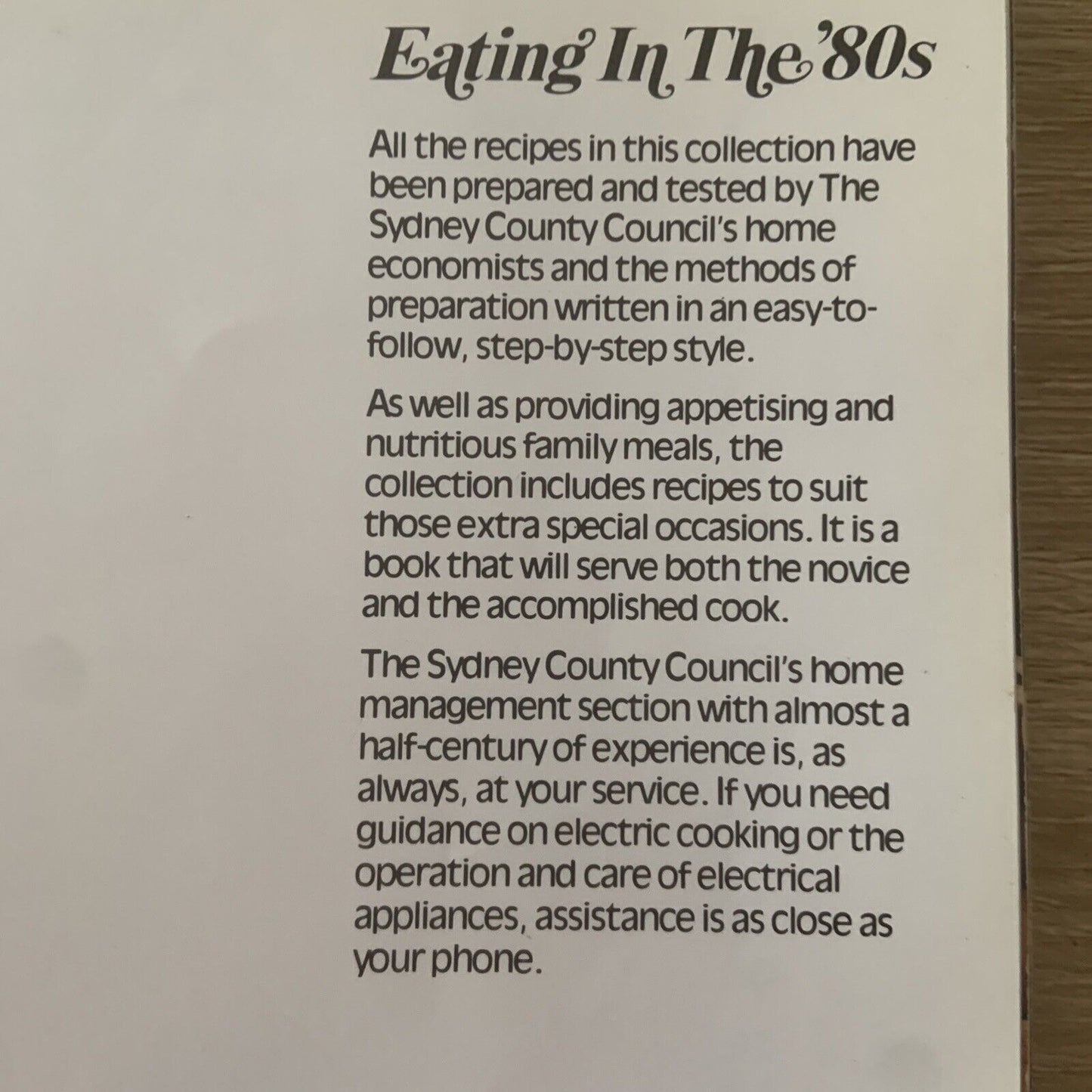 Cookbook Vintage Eating In The ‘80’s Sydney County Council 1985 Recipes Classic