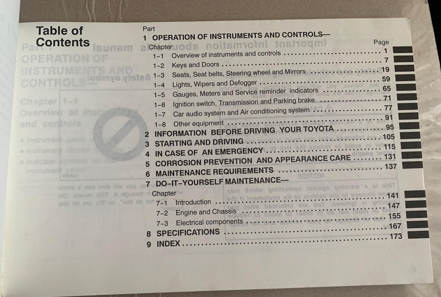 TOYOTA STARLET Owners Manual 1997 Publication No OM10509E Part 01999-10509 PB