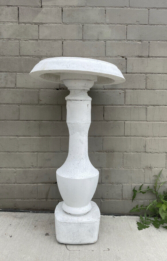 CONCRETE Bird Bath Feeder Planter Stand & 43cm Bowl White PEDESTAL 2 piece 80cm