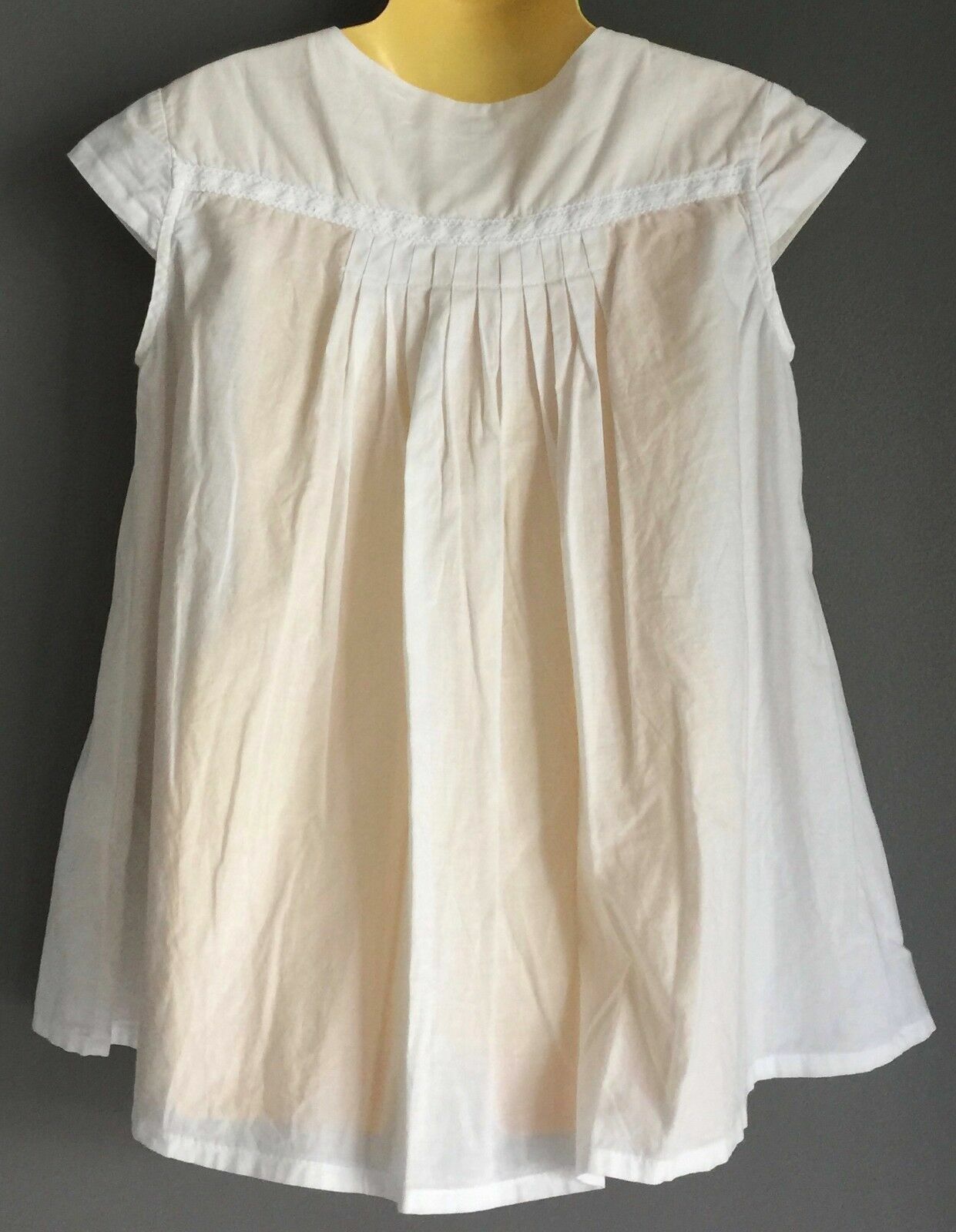 Girls ZARA KIDS Smock Top White Cap Sleeve Cotton Size 7 - 8