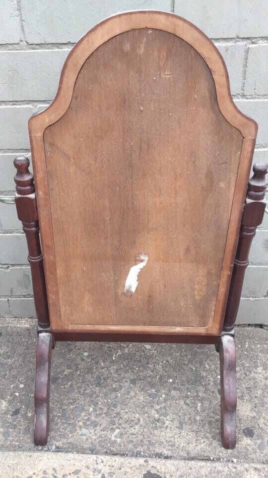 1970's 67.5cm WOODEN TABLE TOP VANITY MIRROR Swivel Cheval Makeup Decor