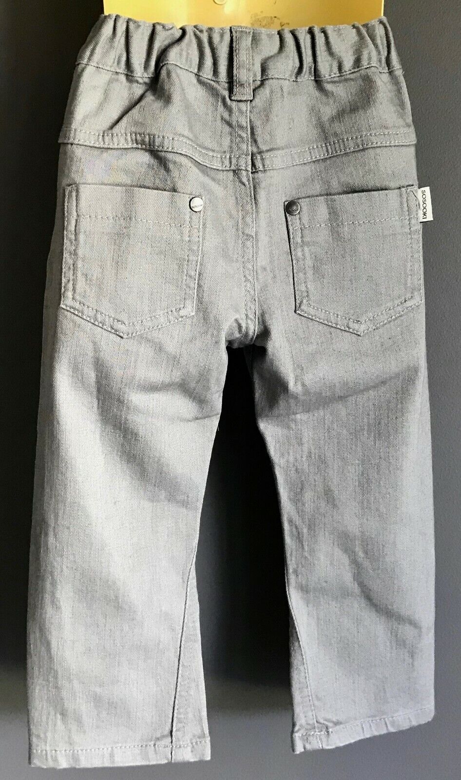 New Boys SOSOOKI Jeans Light Grey Denim Wash Jeans Pants Adjustable Waist Sz 2