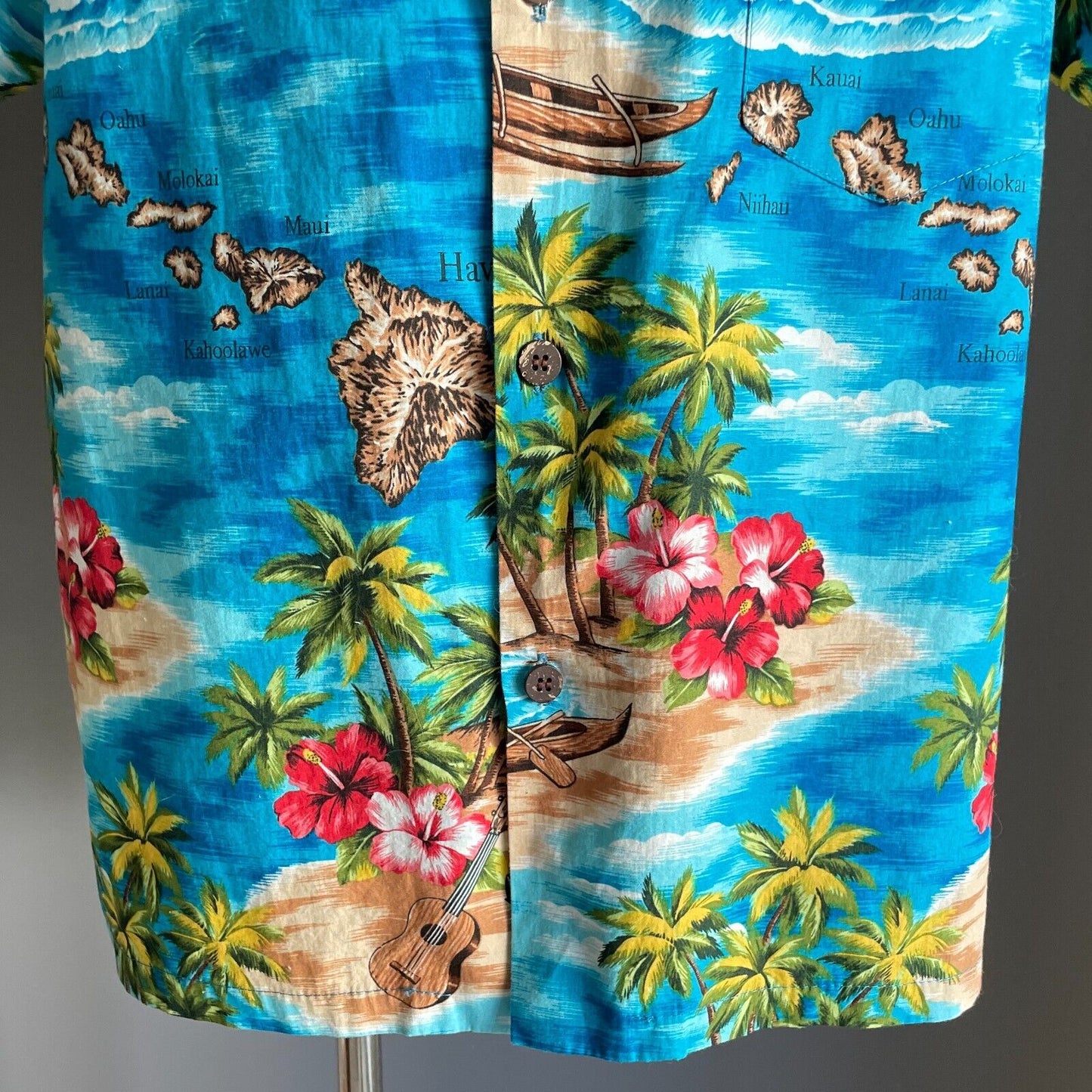 Teen Boys BISHOP ST APPAREL Hawaiian Shirt Bright Loud Print Short Sleeve Sz 16