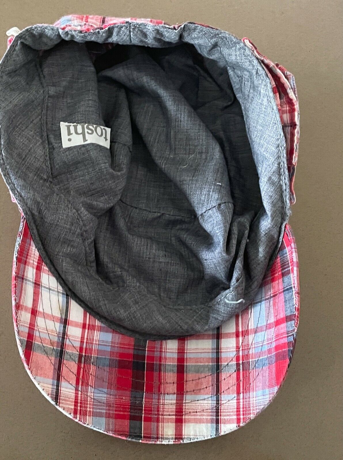 TOSHI Baseball Cap Boys Red Check Cotton Breton Hat Size 52cm