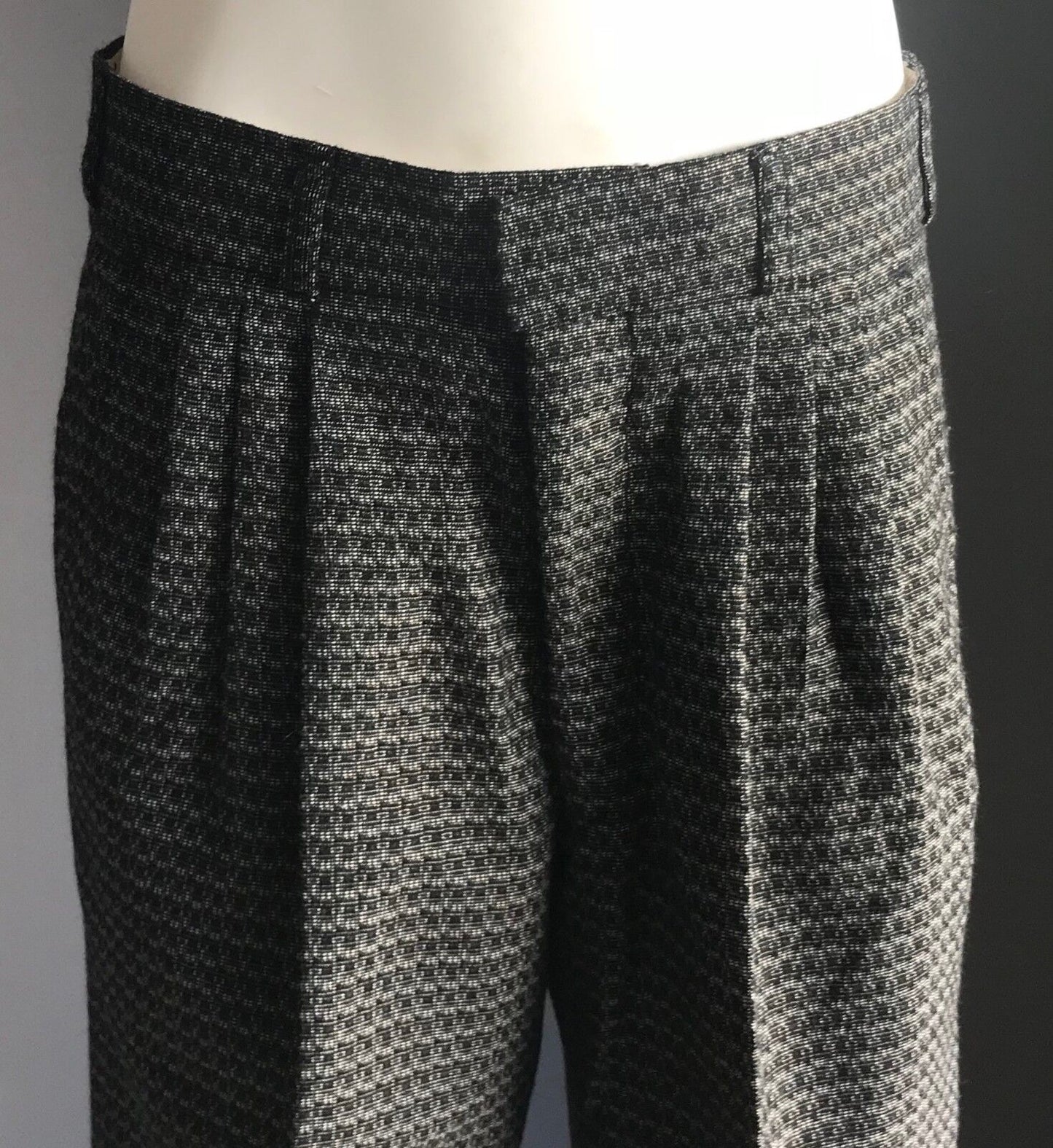 Vintage BRACKS Trousers Grey & Black Full Length Pleat Dress Pants Boys Size 12
