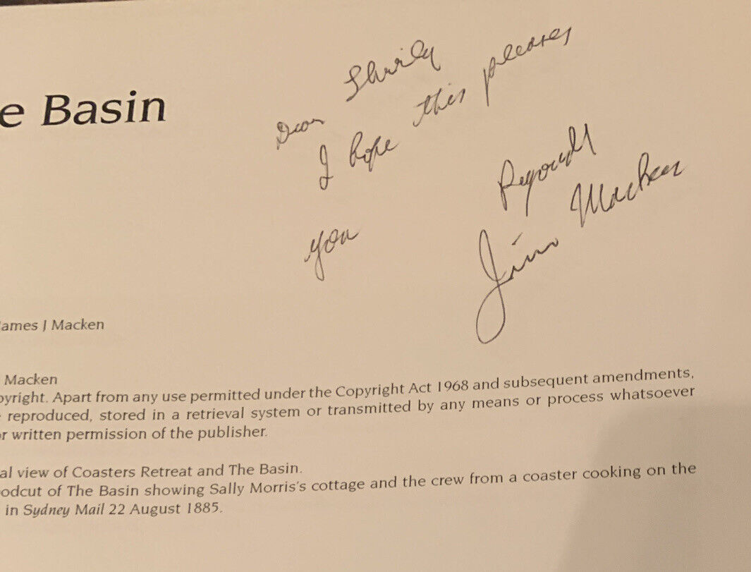 PB Signed by Author SALLY MORRIS ...of The Basin 2001 James J Macken NSW History
