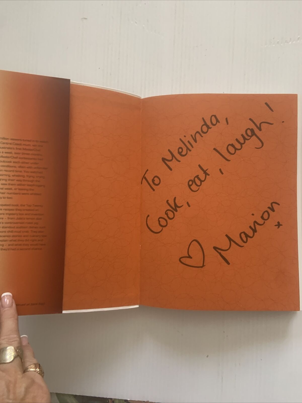 MASTERCHEF Australia THE COOKBOOK Volume One SIGNED Marion Contestant Journey