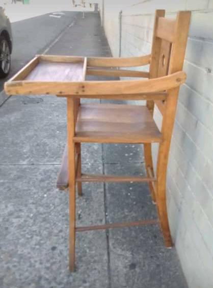 Early Vintage Timber Wooden Child's Highchair Kids Dolls Functional Display