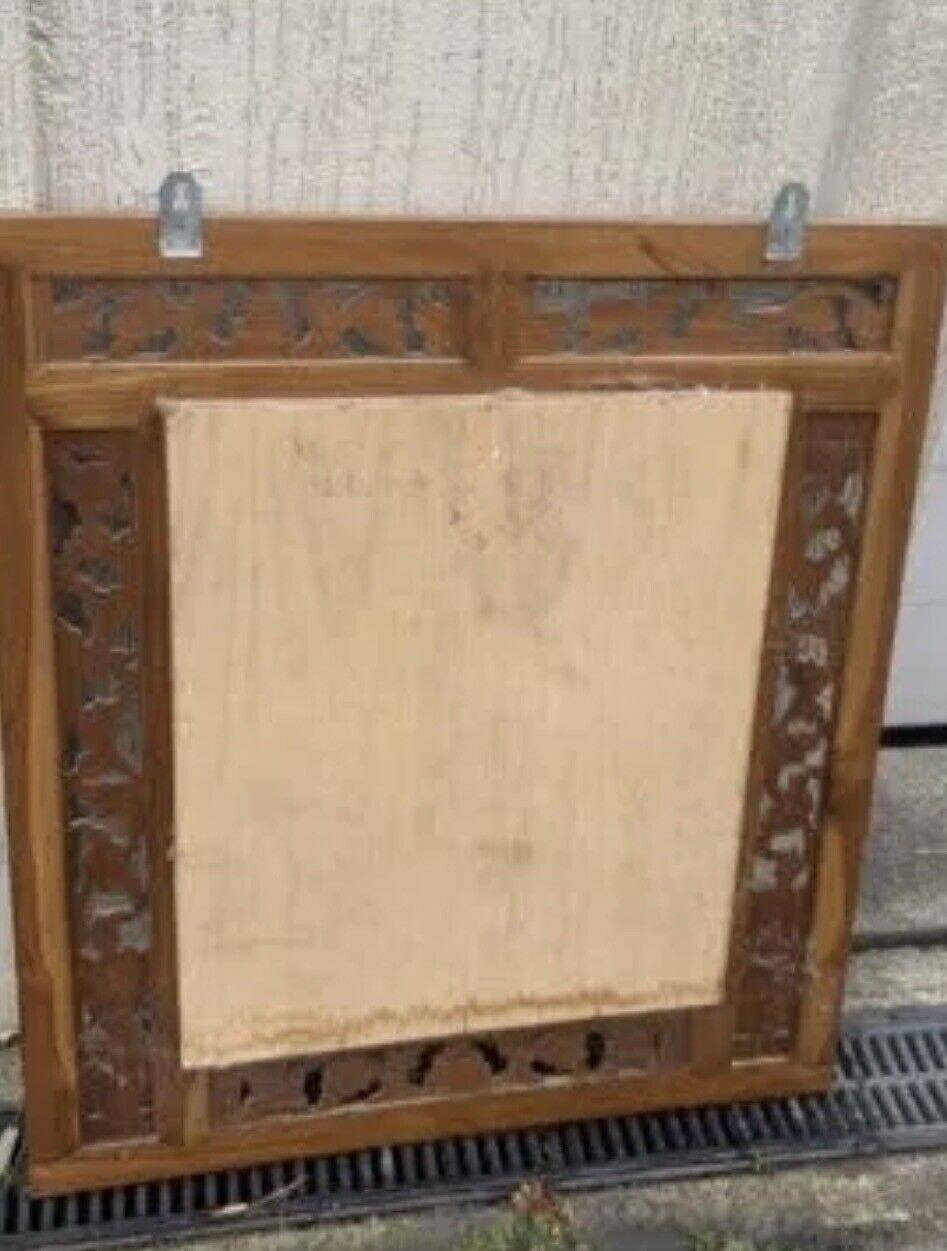 Carved Bali Mirror 80 x70 cm Timber Wooden Frame Ready to Hang Ornate