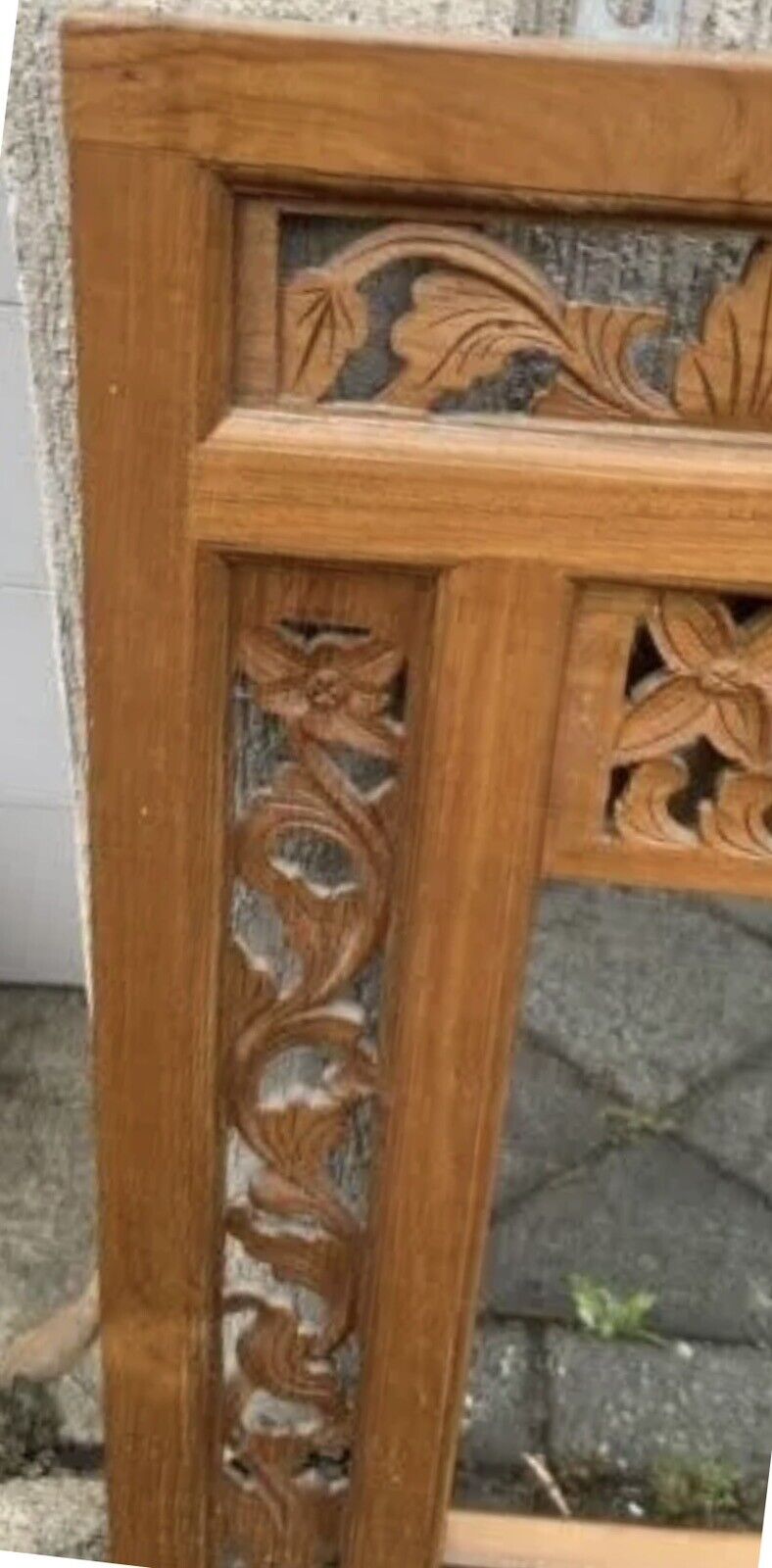 Carved Bali Mirror 80 x70 cm Timber Wooden Frame Ready to Hang Ornate