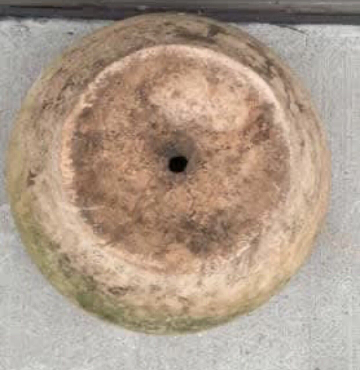 Rustic Garden Planter Pot 21cm Round Terracotta Clay POT green moss patina AE158