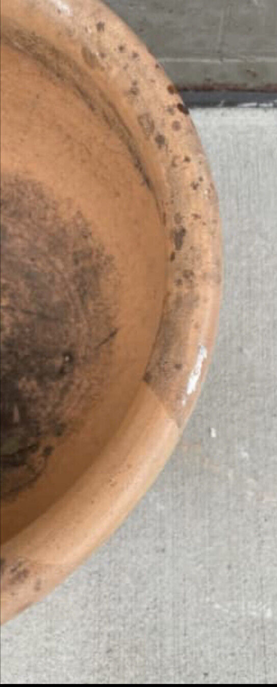Rustic Garden Planter Pot 21cm Round Terracotta Clay POT green moss patina AE158