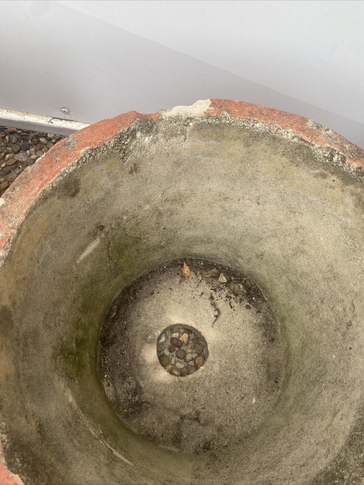 CONCRETE Garden POT 4x Vintage Rustic Round Planter Urn Pattern Patina 28x35.5cm