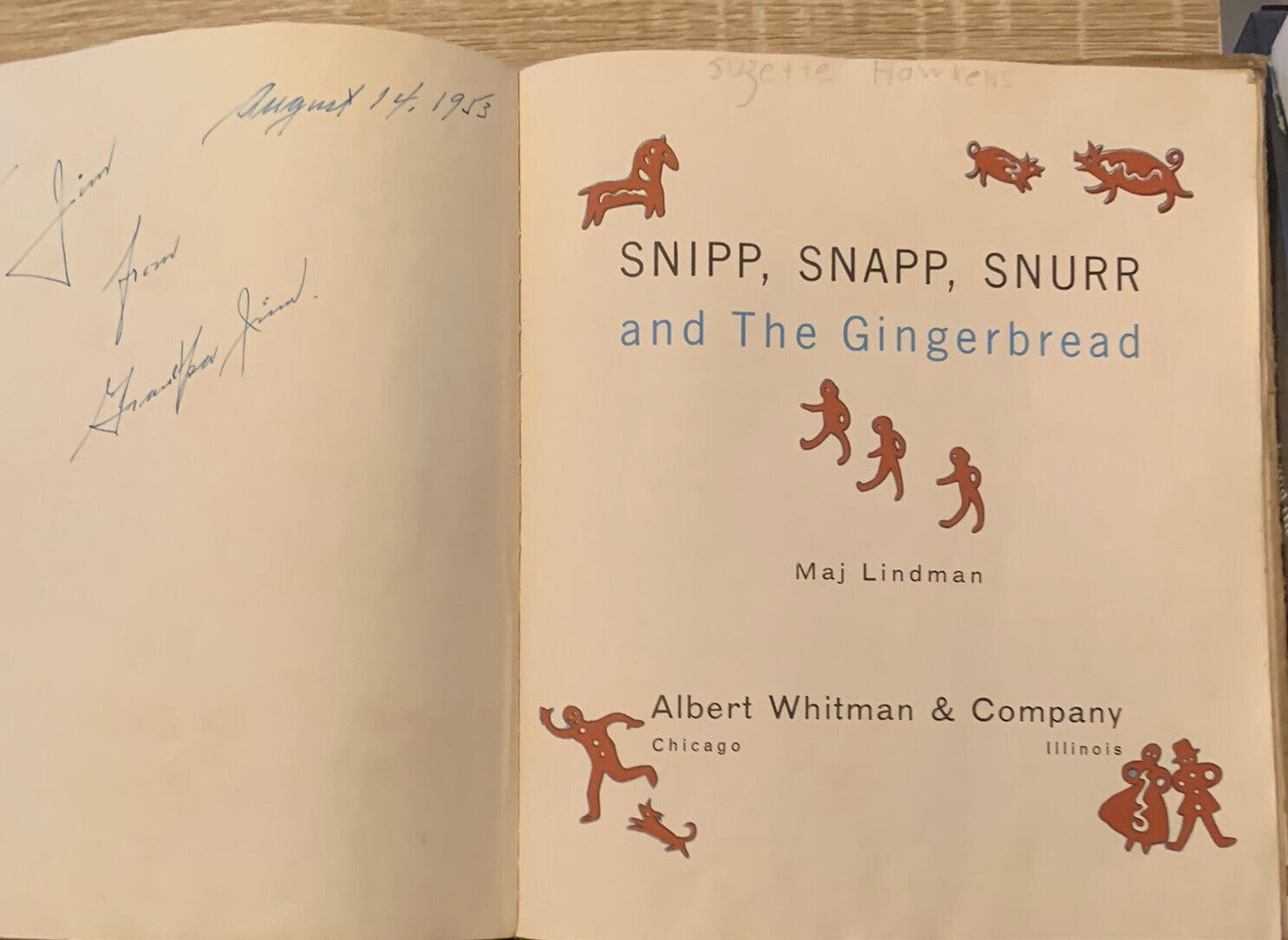 HC Book Snipp Snapp Snurr and the Gingerbread Maj Lindman Vintage 1950’s