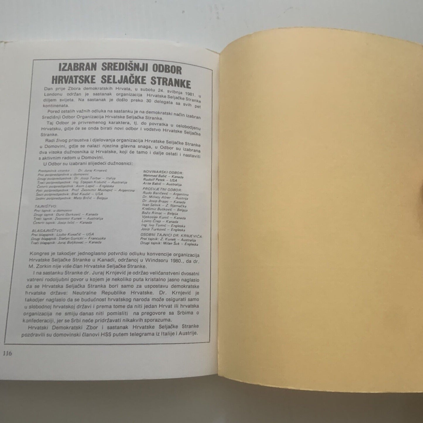Vintage KALENDAR 1983 Hrvatski Seljacka Stranka HSS Yearly Publication Booklet