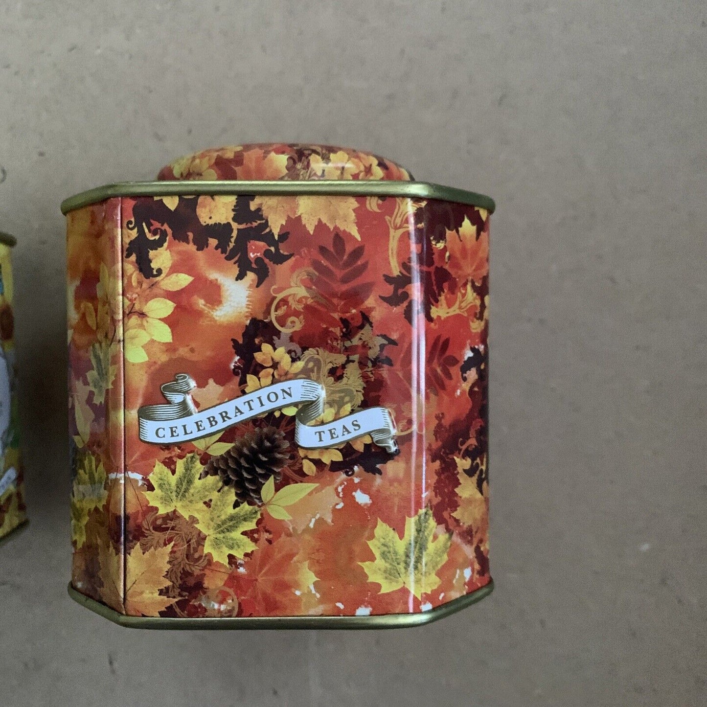 Metal Tin HARRODS Tea Caddy Set X 3 EMPTYCollectable Winter Autumn Summer NEW